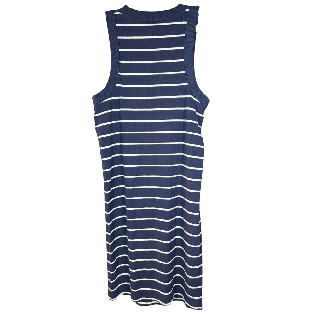 Old Navy Womens Ribbed Sleeveless Shift Dress Navy Blue White Striped Size M - Picture 5 of 7